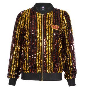 BNT Washington Commanders Two Tone Sequin Embellished Bomber Jacket
